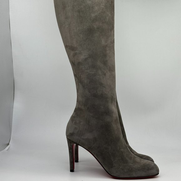Christian Louboutin PUMPPIE BOTTA 85 Suede Knee High Tall Boots Heels - Picture 8 of 16